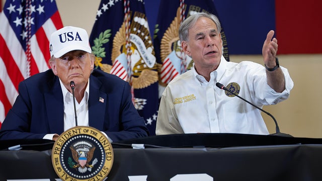 President Trump Tours Devastation In Texas After Deadly Flash Flooding 